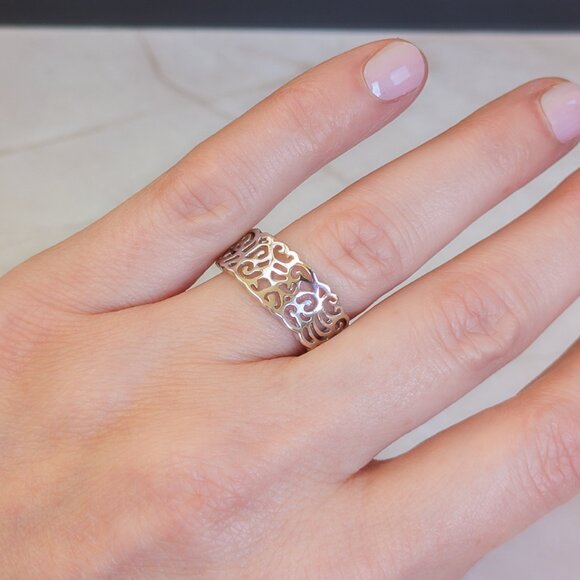 Sterling Openwork Scroll Band — Size 8 - Picture 12 of 13